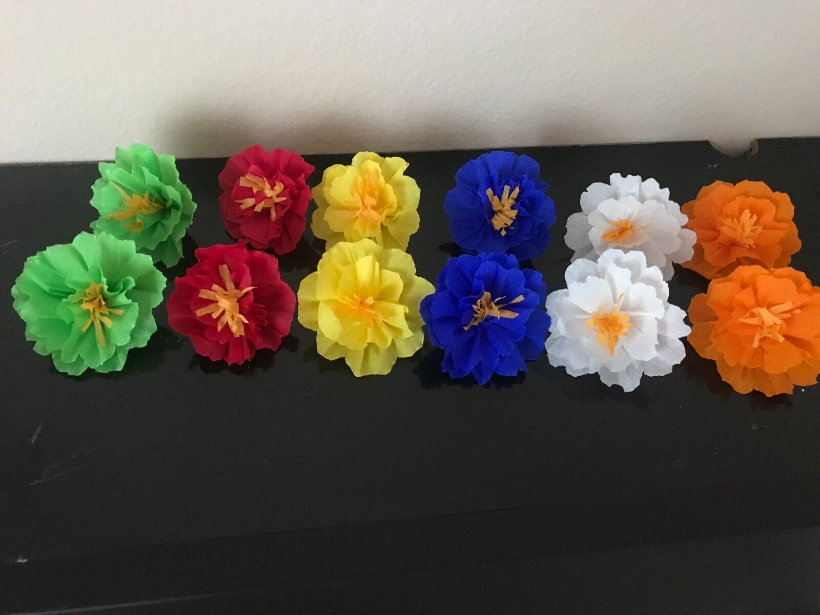Mexican Paper Flowers Multicolor set of 12 / Crafts/ Party
