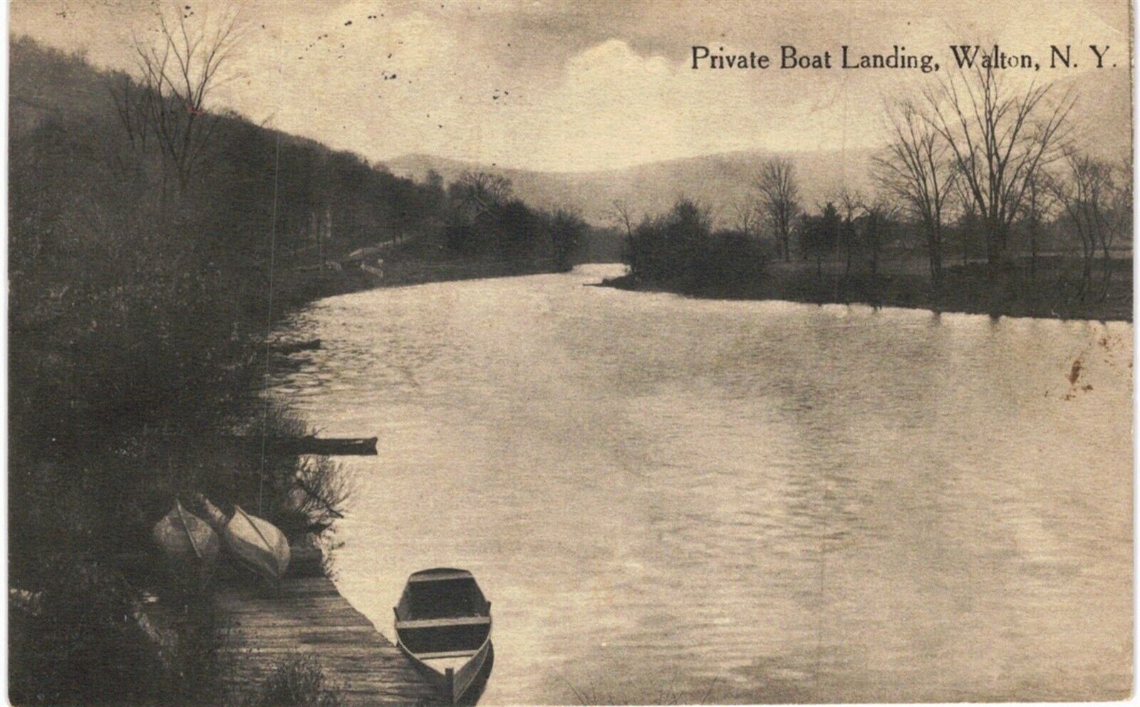 Walton Delaware County Private Boat Landing  1910  NY 