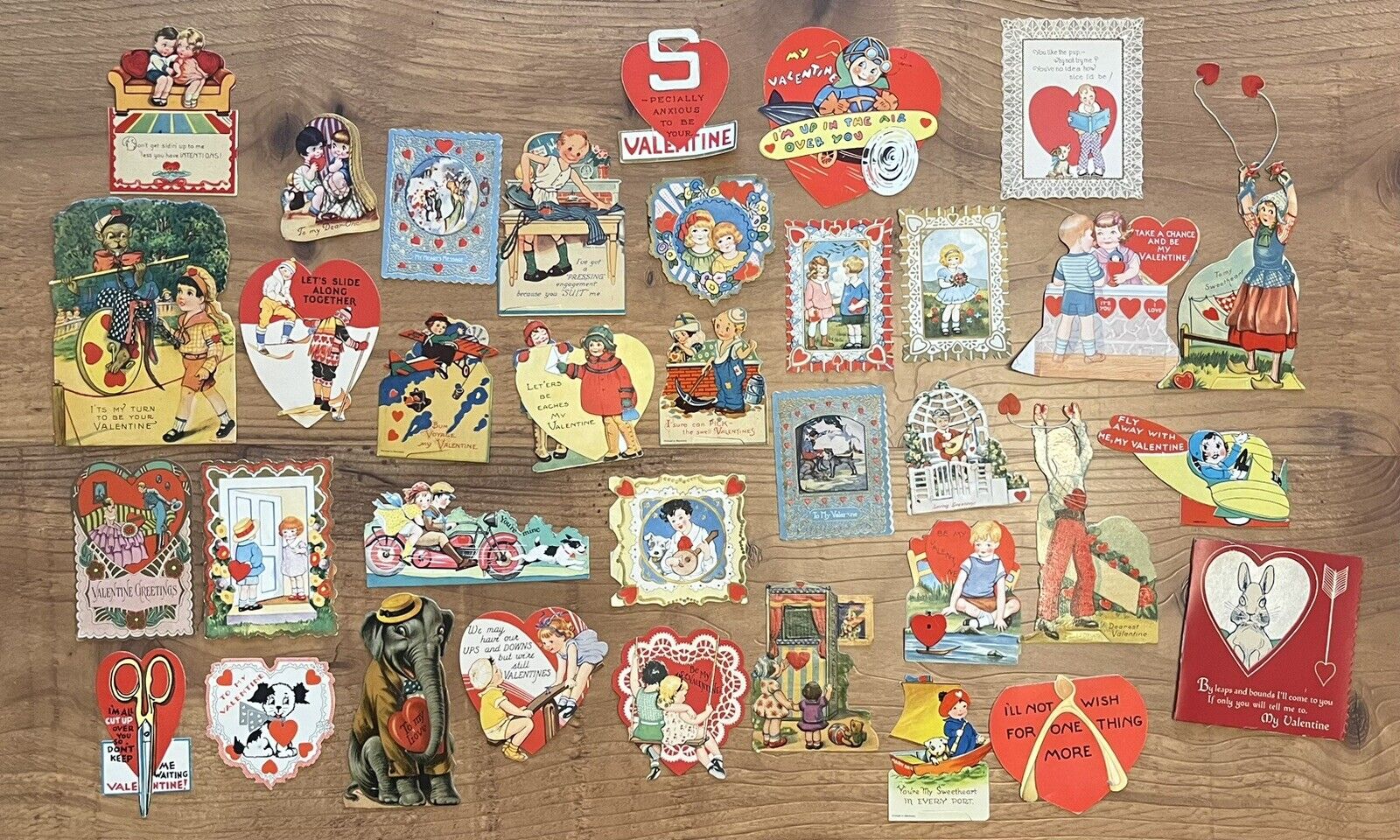 LOT Antique Early 1900s Die Cut Embossed Valentine Cards Vibrant Colors LOOK
