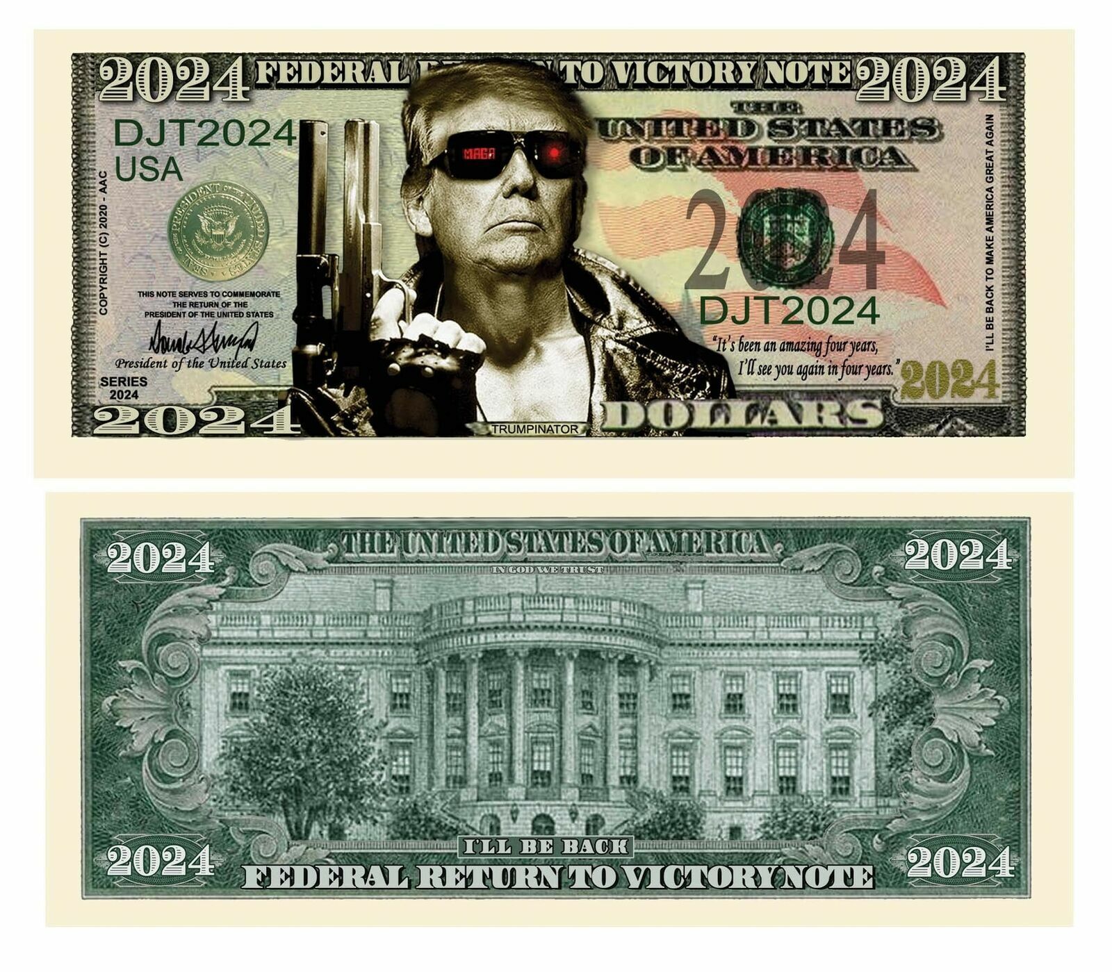 Donald Trump 2024 President Terminator 50 Pack Political Novelty Dollar Bills