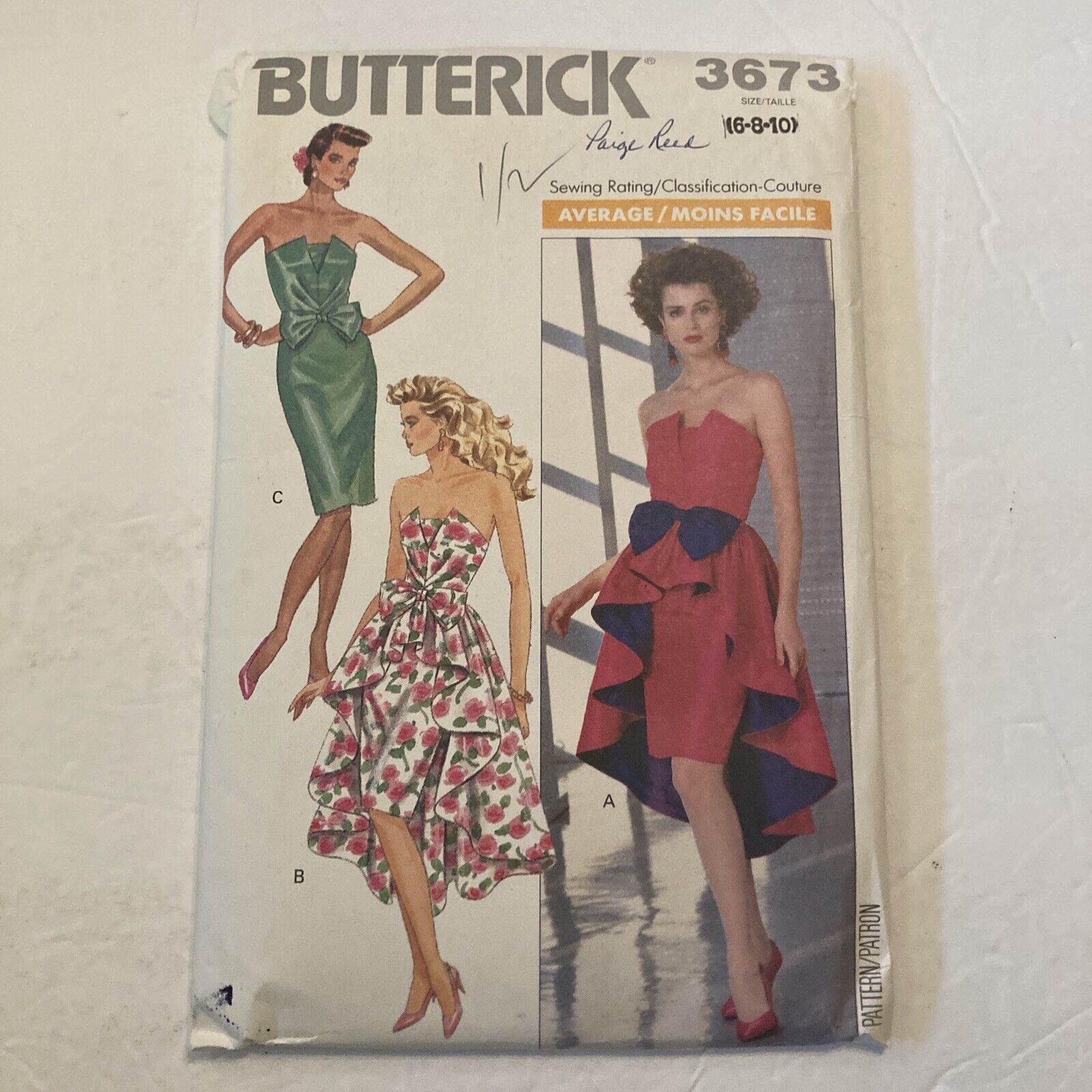 Vintage 1989 Butterick Evening Dress Top/Skirt/Pattern 3673 Size 6 8 10 Cut