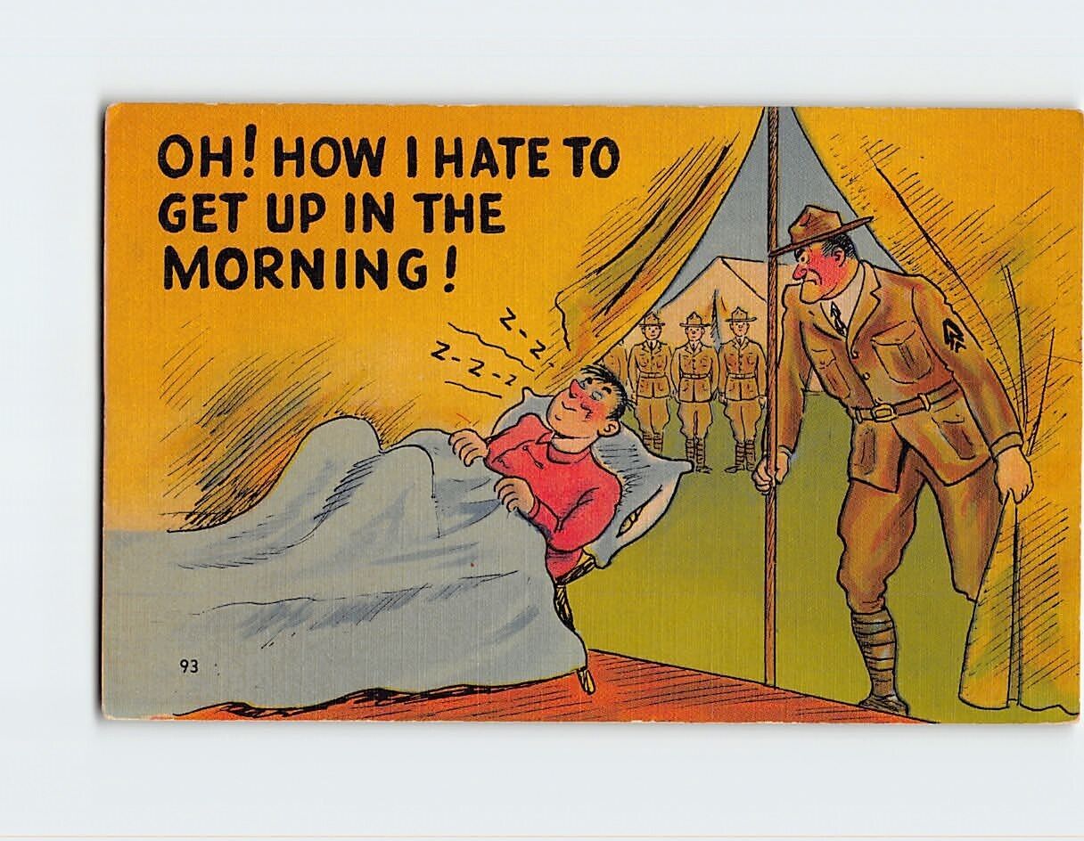 Postcard Oh How I Hate To Get Up In The Morning, with Soldiers Comic Art Print