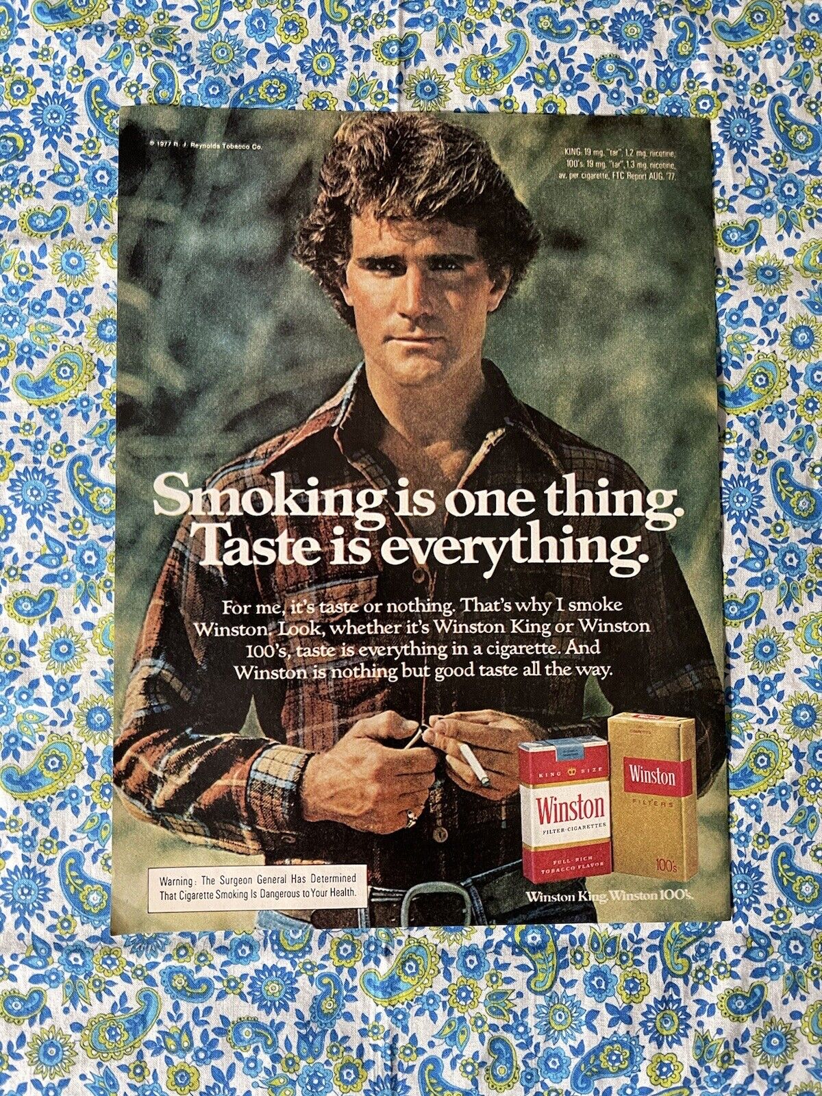 Vintage 1978 Winston Cigarettes Print Ad Taste Is Everything