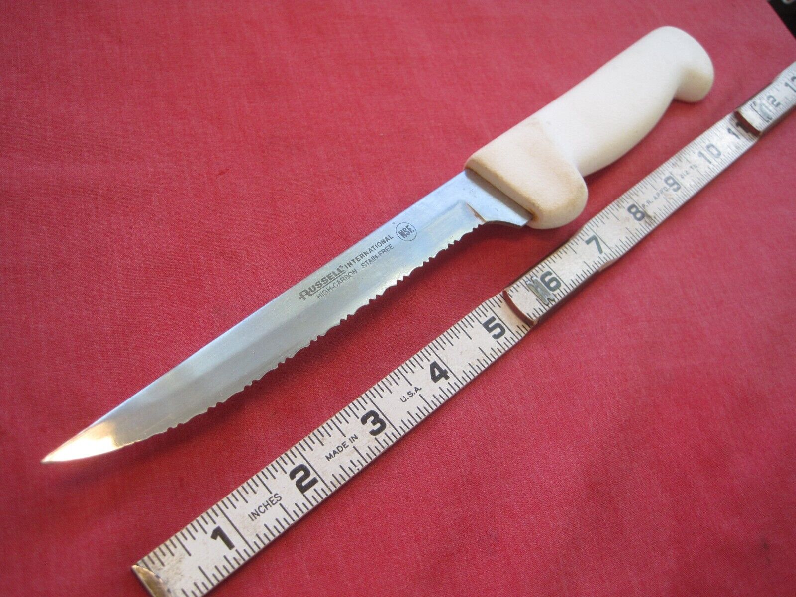 VTG RUSSELL High Carbon Serrated Fixed Blade Kitchen Knife