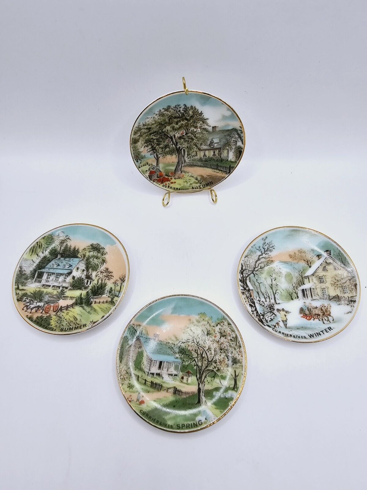 Set of 4 Vintage Currier & Ives Seasons Small 2\