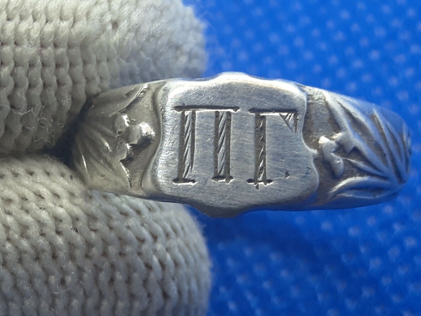 Silver ring of tsarist Russia with initials empire.Brand master-IГ
