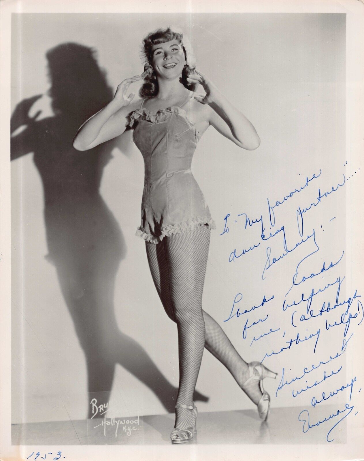 1953 Nightclub Performer Dancer Costume Tap Shoes B&W 8x10 Headshot Signed