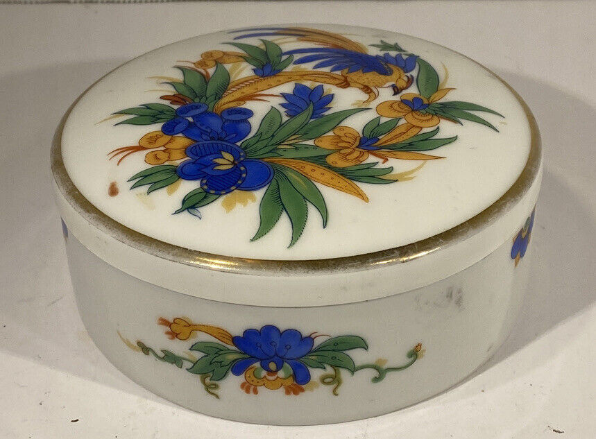 Rosenthal Bavarian Vintage Antique Round Porcelain Trinket Dish Birds Flowers