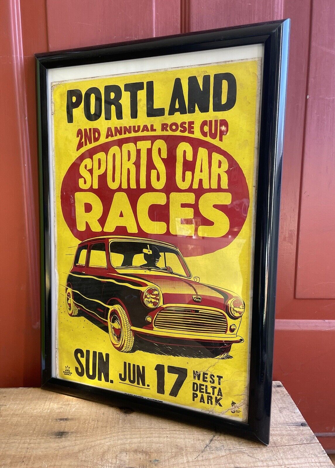 Framed 50s/60s Portland OR Rose Cup Sports Car Races Poster Sign Classic Mini
