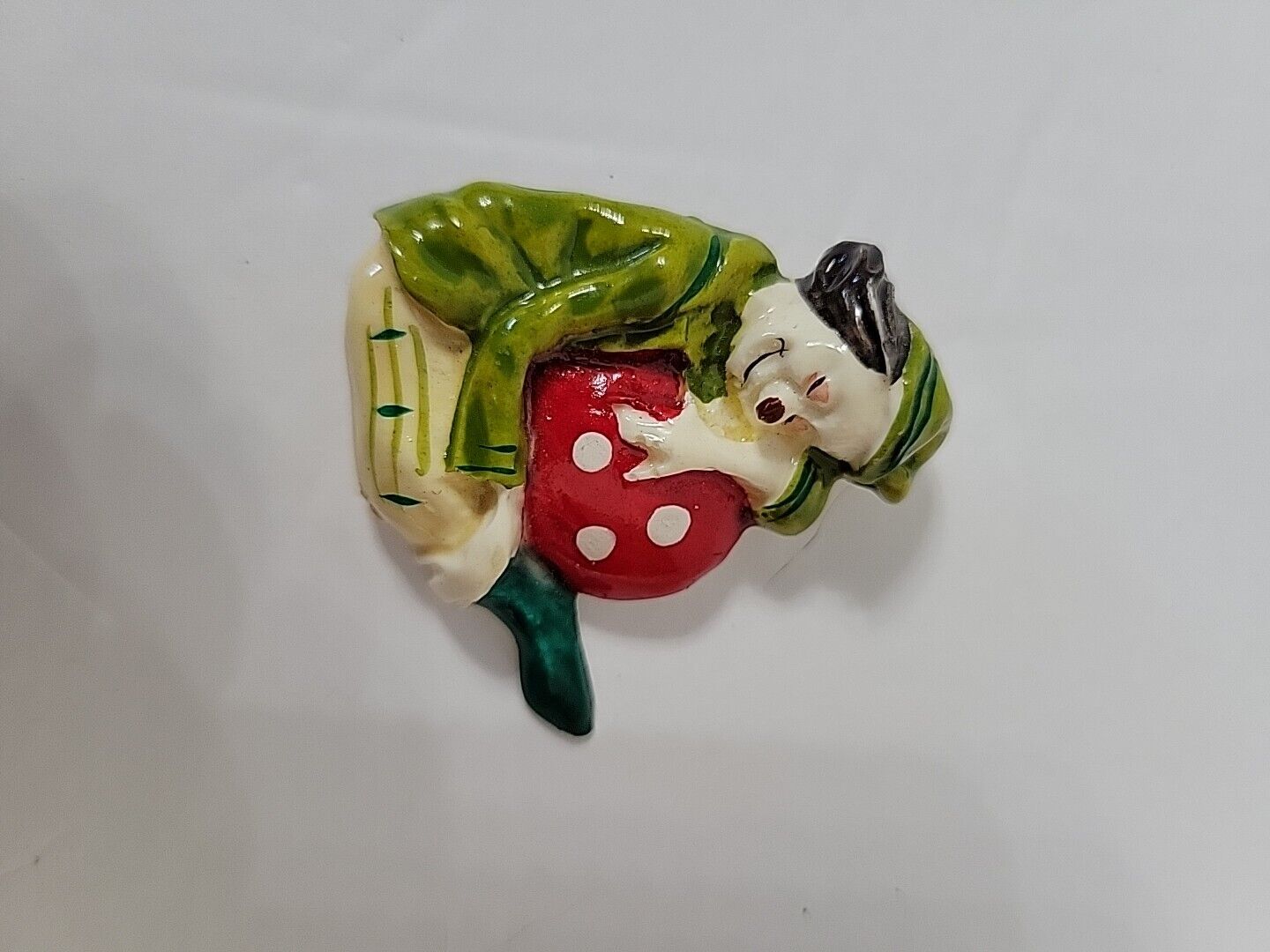 Vintage French Plastic Clown Pin
