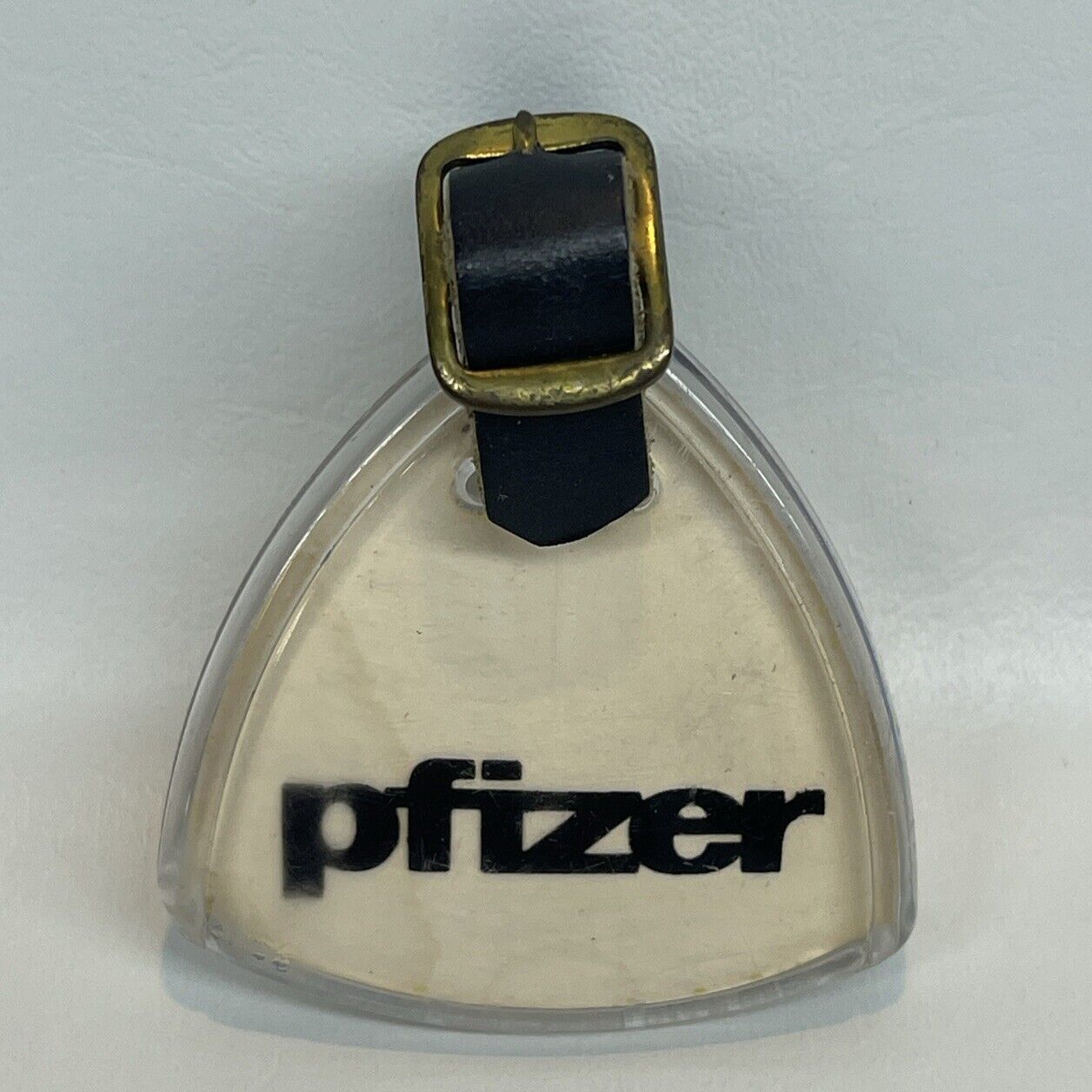 Pfizer Vintage Drug Rep Luggage Tag Clear Pre-Owned FLAWS