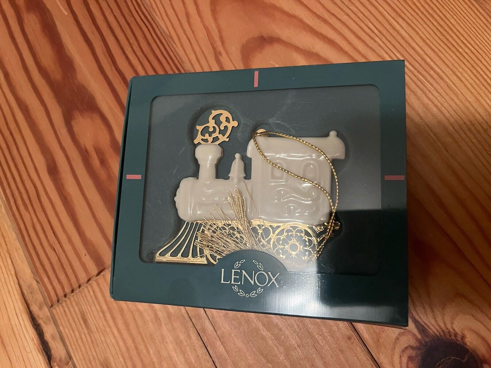 Lenox Train Christmas Orn Gift Porcelain Gold 1994 Excellent Condition w/Box VTG