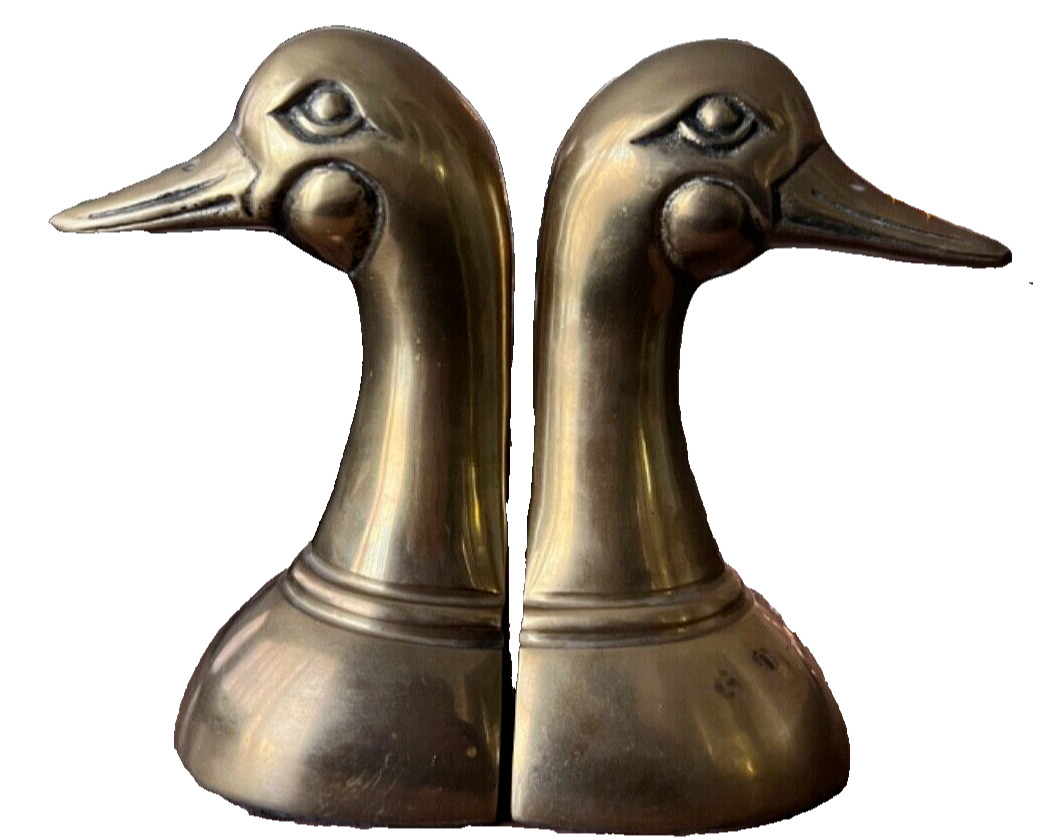 Leonard Solid Brass Duck Bookends Vintage Mid Century Made in Korea 6\
