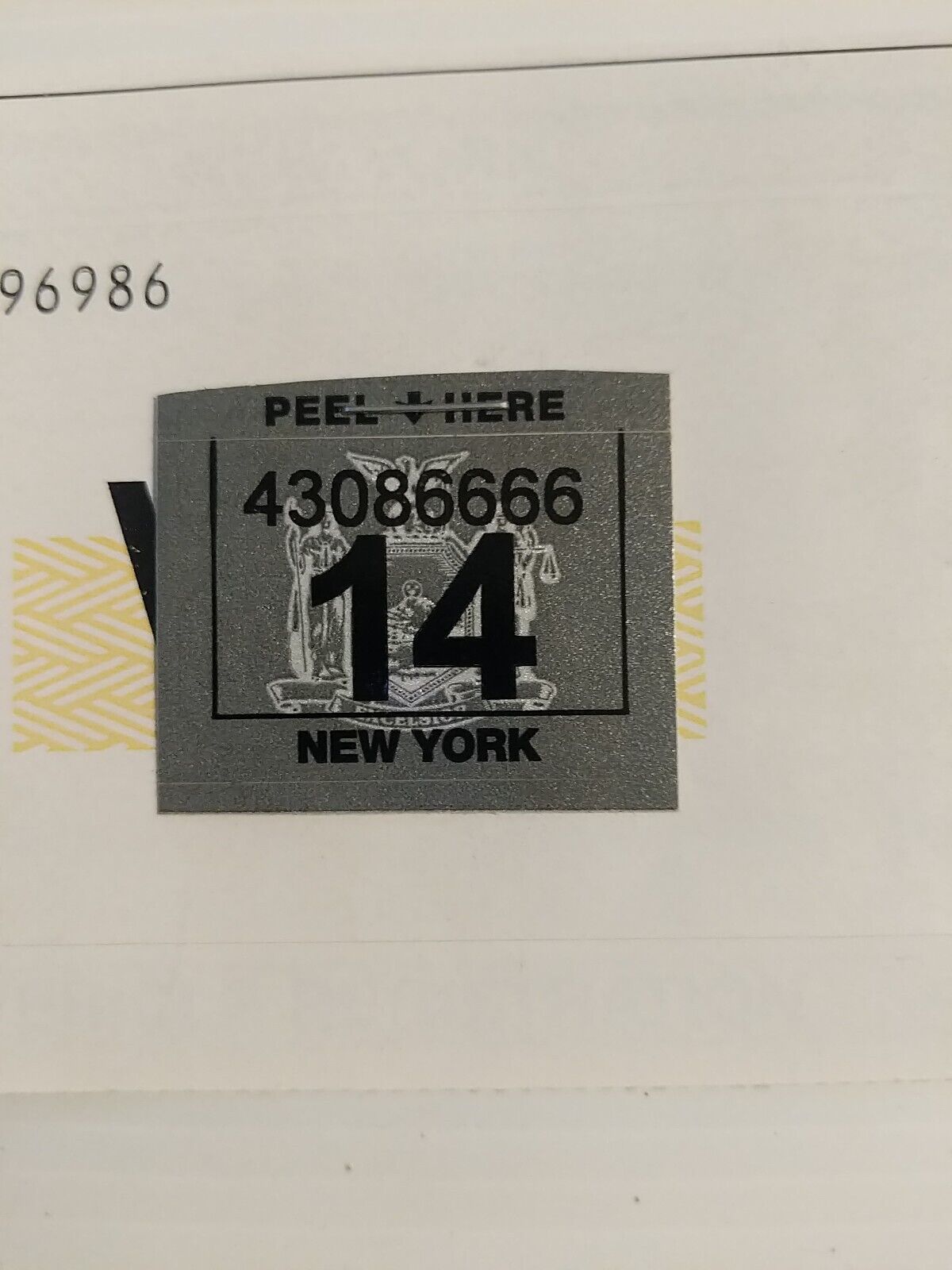 Genuine New York State Registration Sticker 2014 Expired 