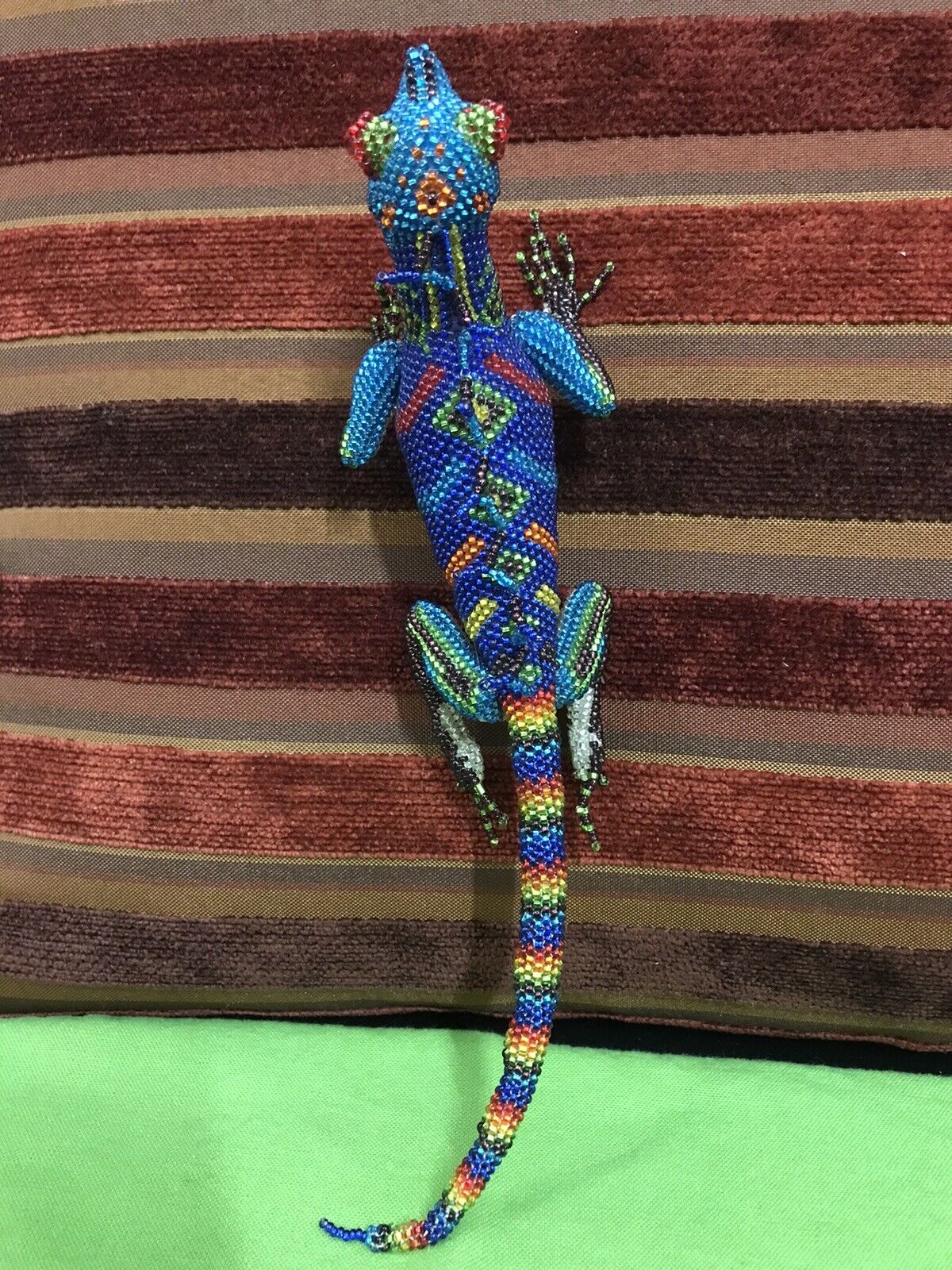 Mexican Folk Art Hand Beaded Iguana Lizard.