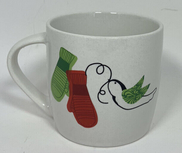 Starbucks 10 Oz 3-1/4” Christmas Holiday Coffee Mug Mittens Birds 2011