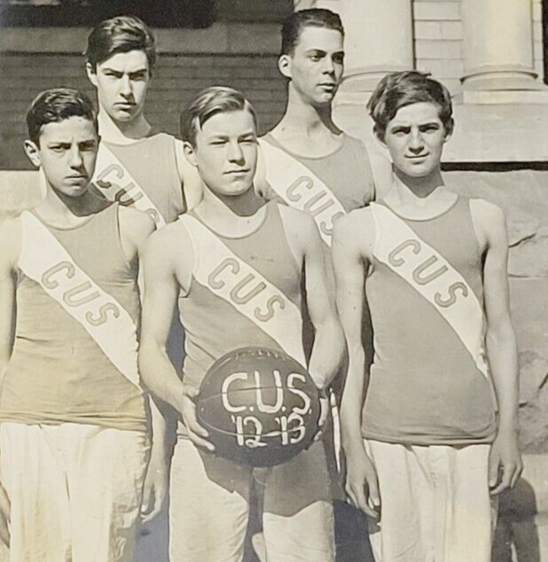 Rare 1913 RPPC Postcard Early Charlotte University School Basketball Team NC