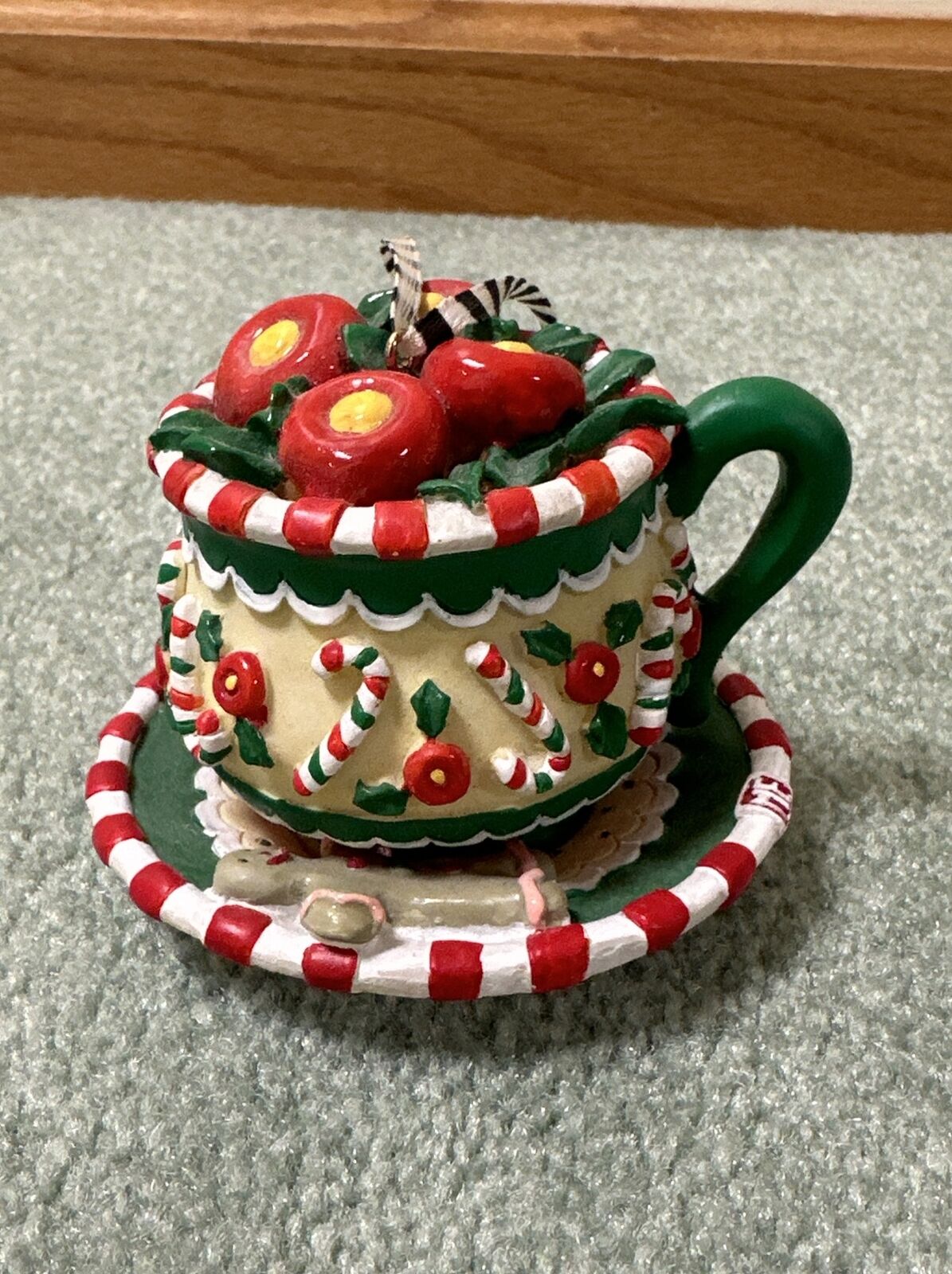 Mary Engelbreit KURT ADLER Christmas Collection Teacup Ornament Candy Canes VGUC
