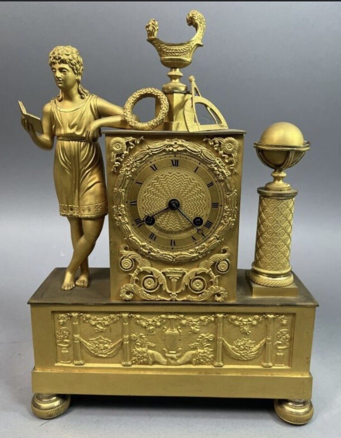 Empire gilt bronze clock French 
