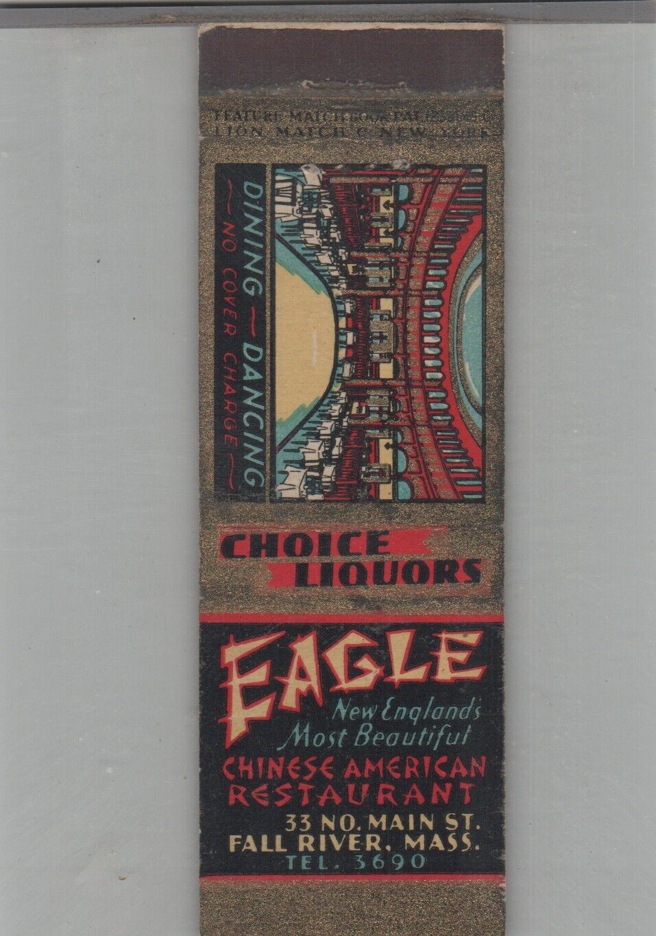 Matchbook Cover Eagle Chinese American Restaurant Fall River, MA