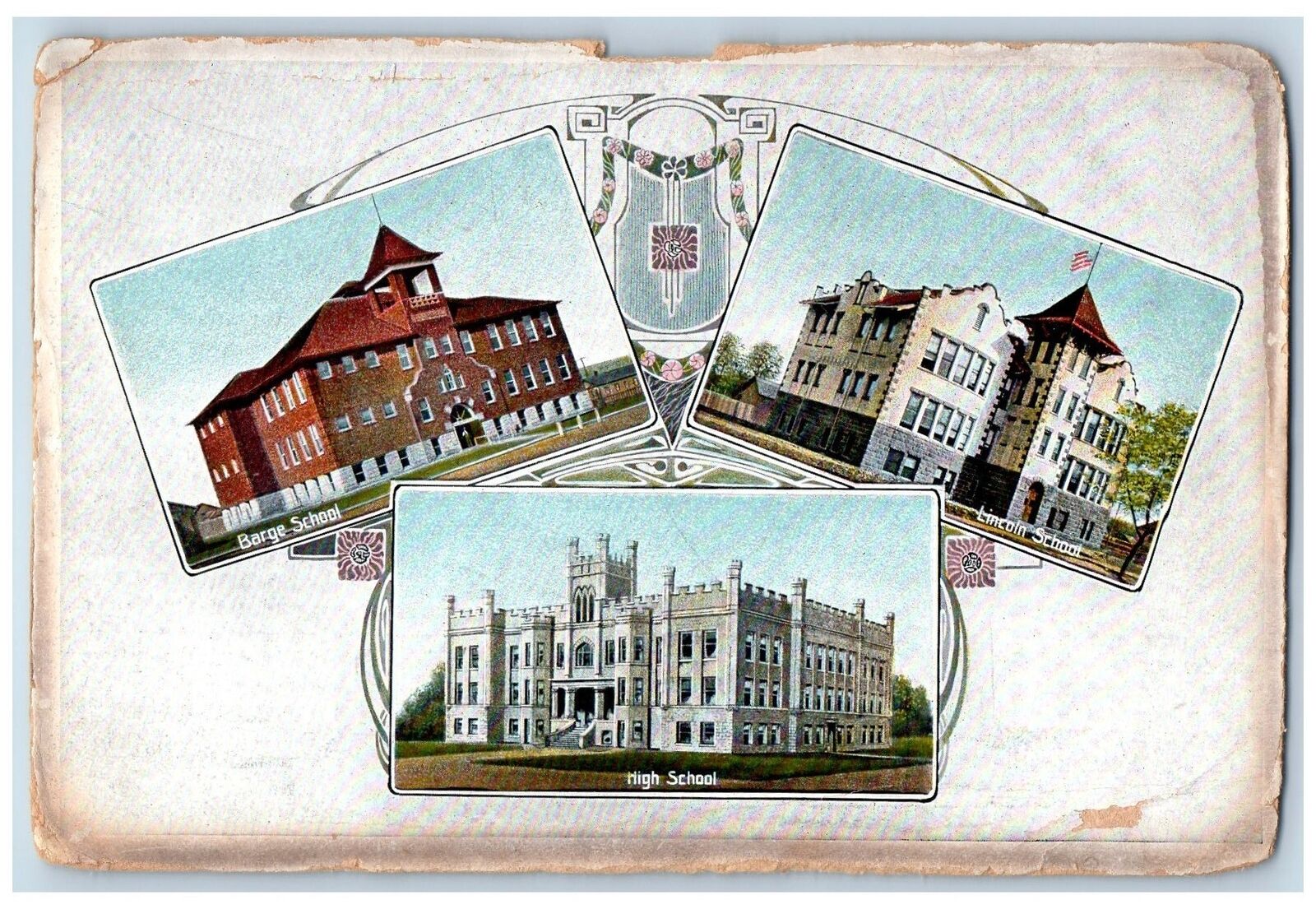 c1920's High School Campus Buildings Multiview Lincoln Nebraska Vintage Postcard
