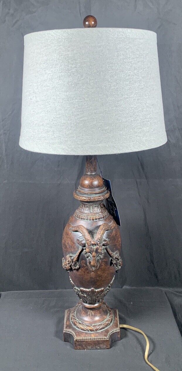 ✨NOS Vintage 1980s Stylecraft Rams Head Alabaster Table Lamp 30”H✨