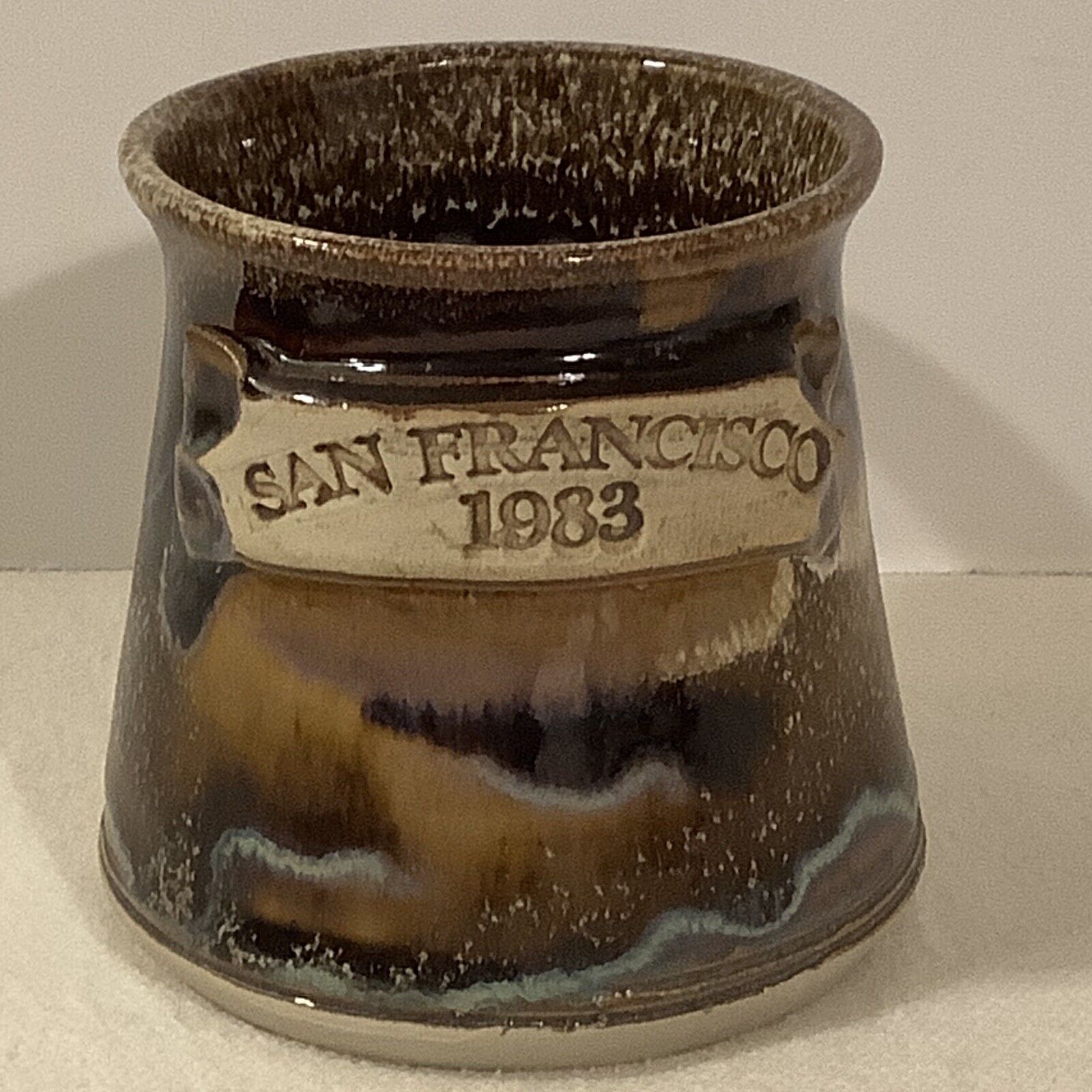 Vint.Hand Thrown In California Mud In Your Eye Pottery SanFrancisco 1983 Cup Mug