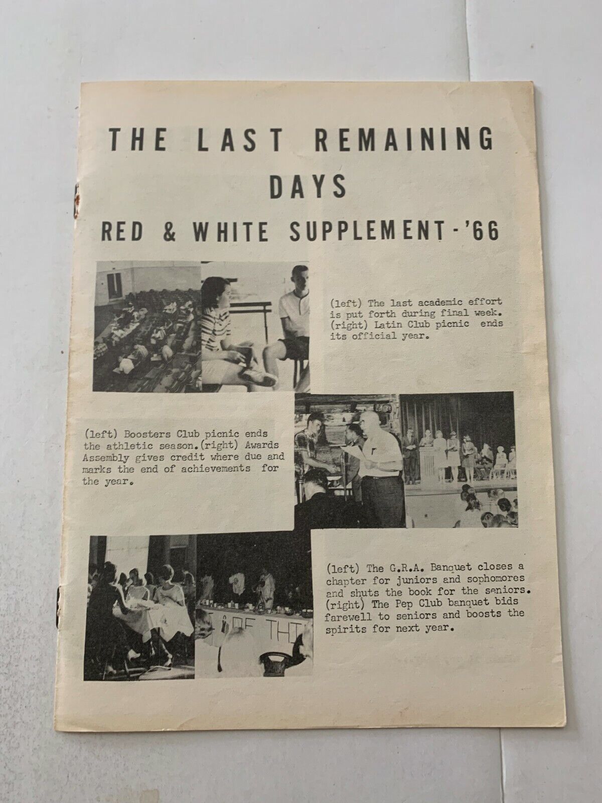 1966 Iowa City High School Yearbook Red & White Supplement Last Remaining Days
