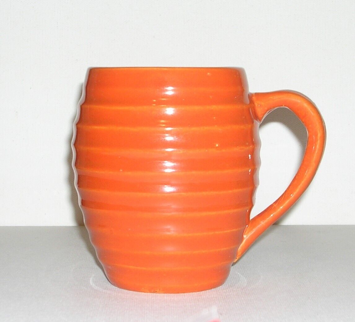 Rare Vintage BAUER Orange Ringware Barrel Shaped Beer Mug Great Condition