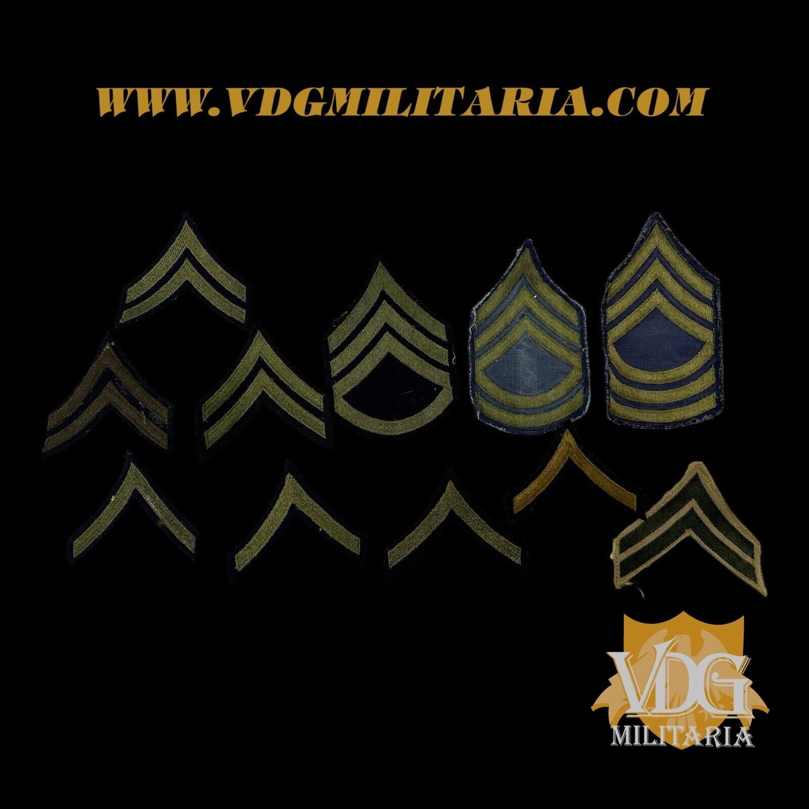 WW2 WWII US Rank Insignia Chevron Instant Collection Patch Variety Job Lot #Y159
