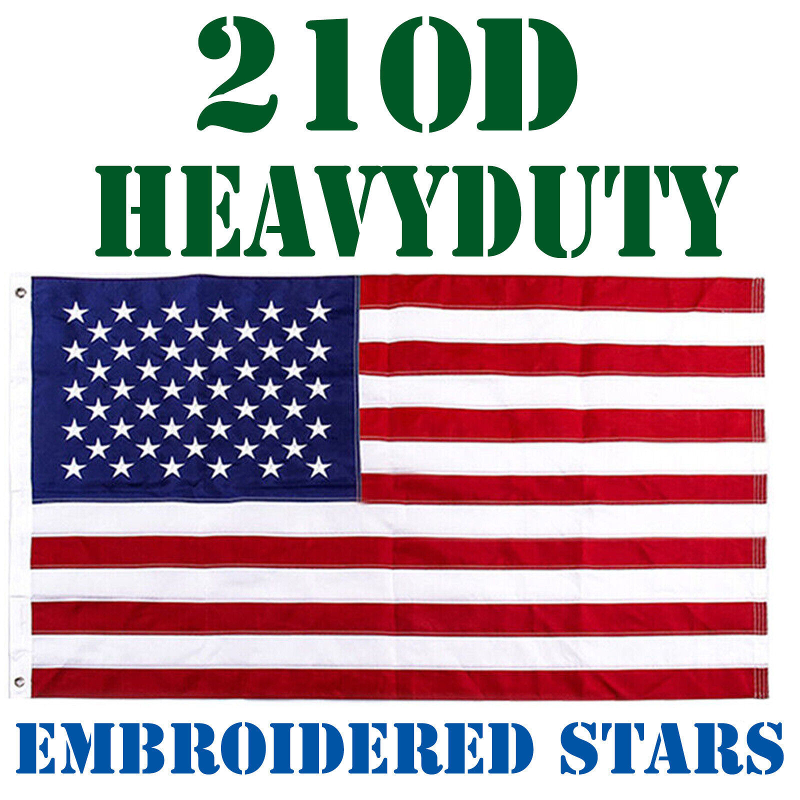 3'x5' US American Flag Heavy Duty Embroidered Stars Sewn Stripes Grommets Oxford