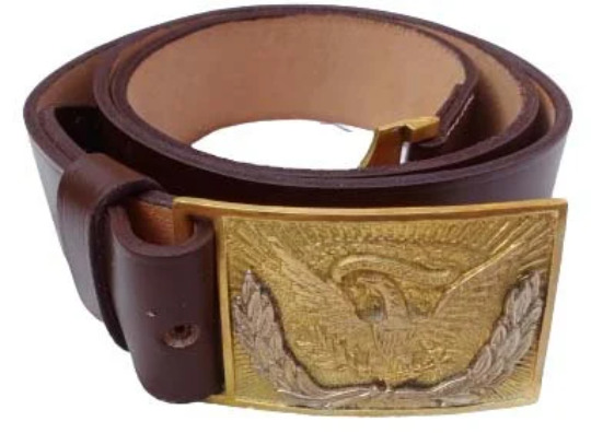 US Eagle Buckle Waist Belt Civil War Cavalry NCO Officer Brown Leather Belt