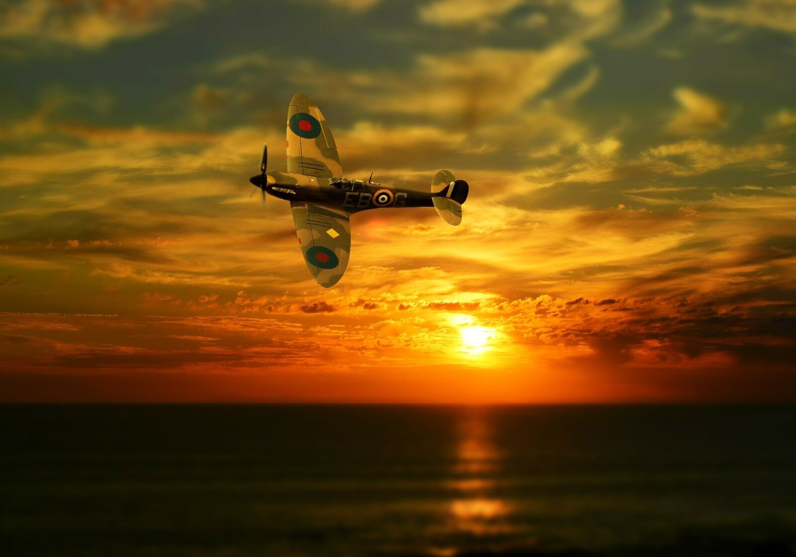 Supermarine Spitfire sunset, canvas print various sizes free delivery 
