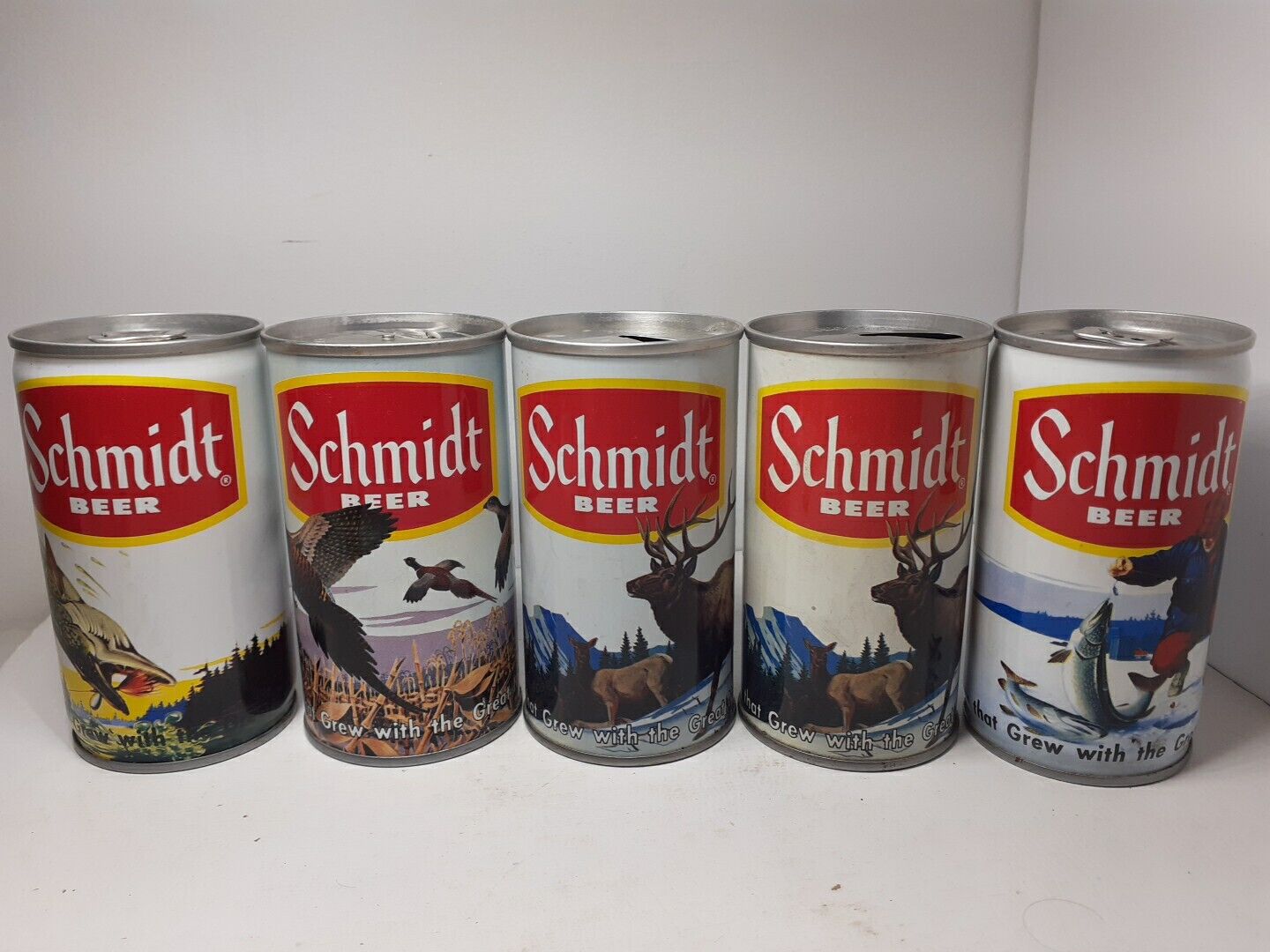 5 Schmidt Beer Cans The Northwest Collection Elk,pheasant, Northern,ice Northern