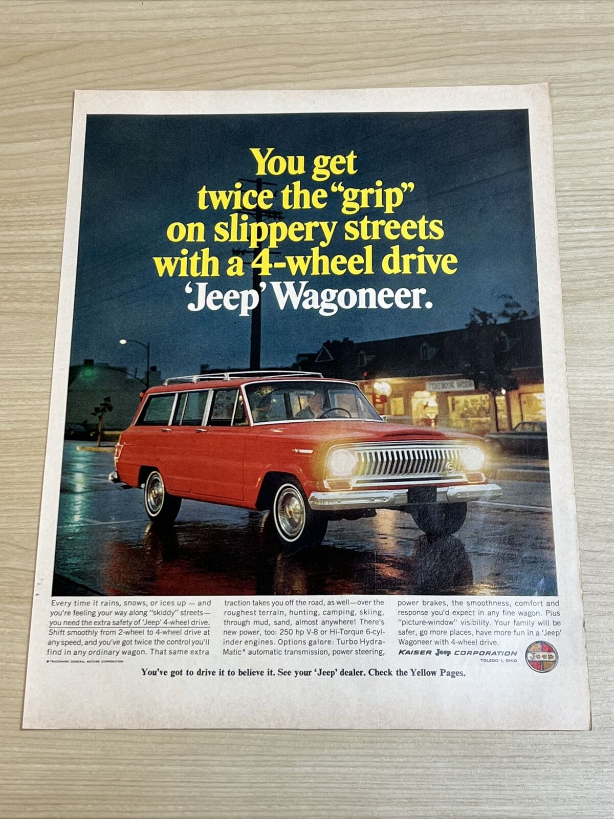 Jeep Wagoneer 4 Wheel Drive Red 1966 Vintage Print Ad Life Magazine