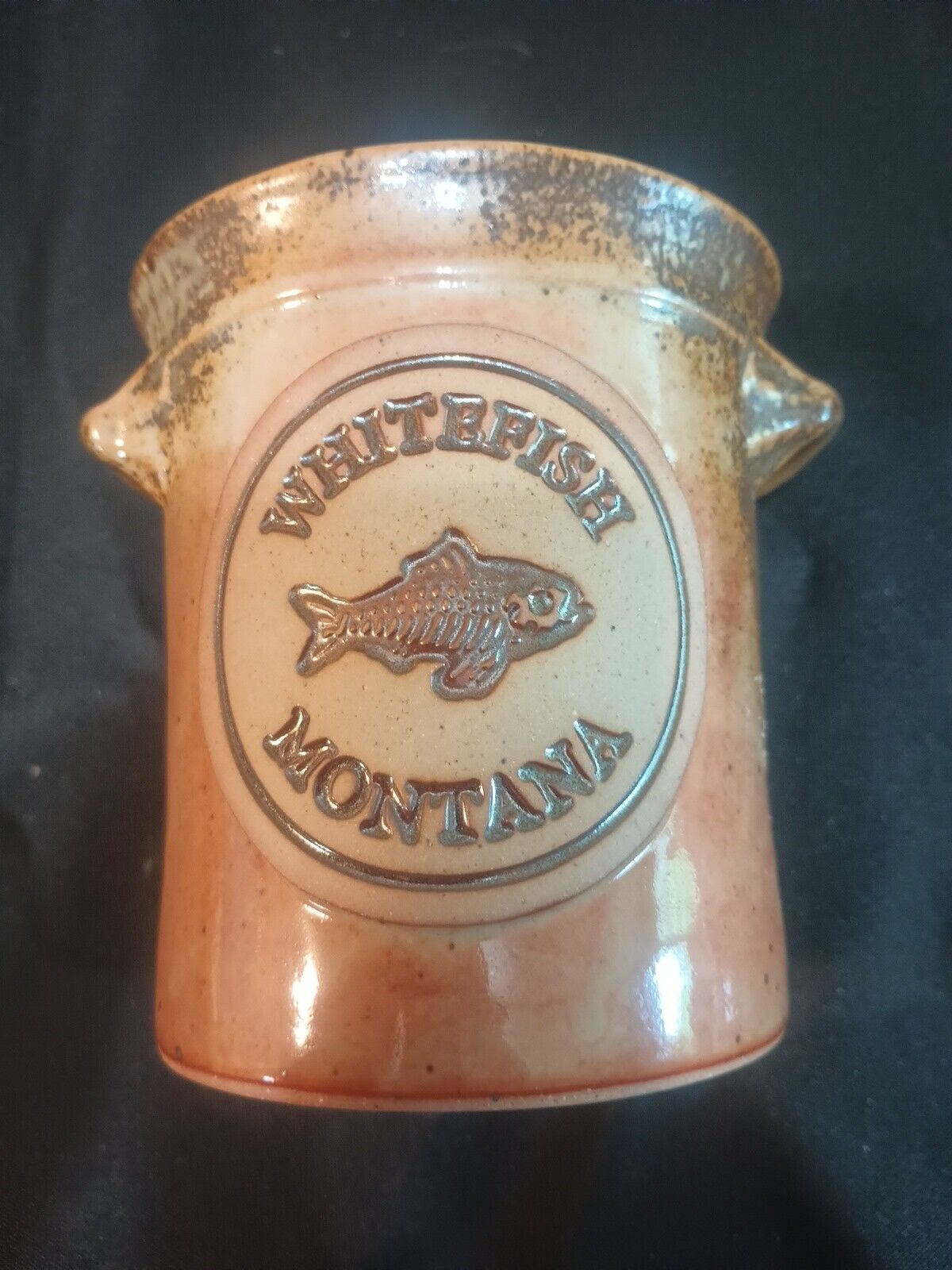 Whitefish Pottery Stoneware Crock With Handles Whitefish Montana 5\