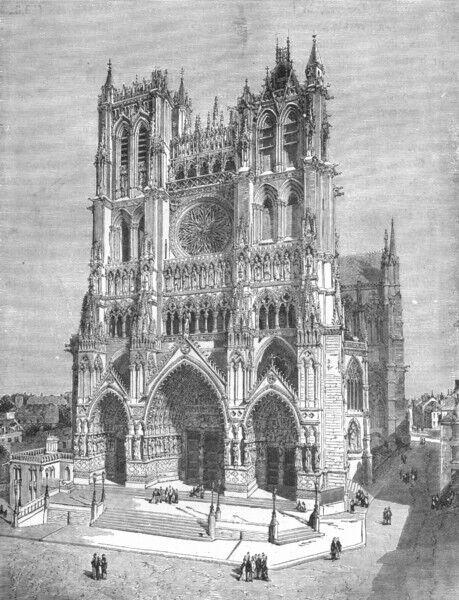 FRANCE. Cathedral of Amiens c1885 old antique vintage print picture