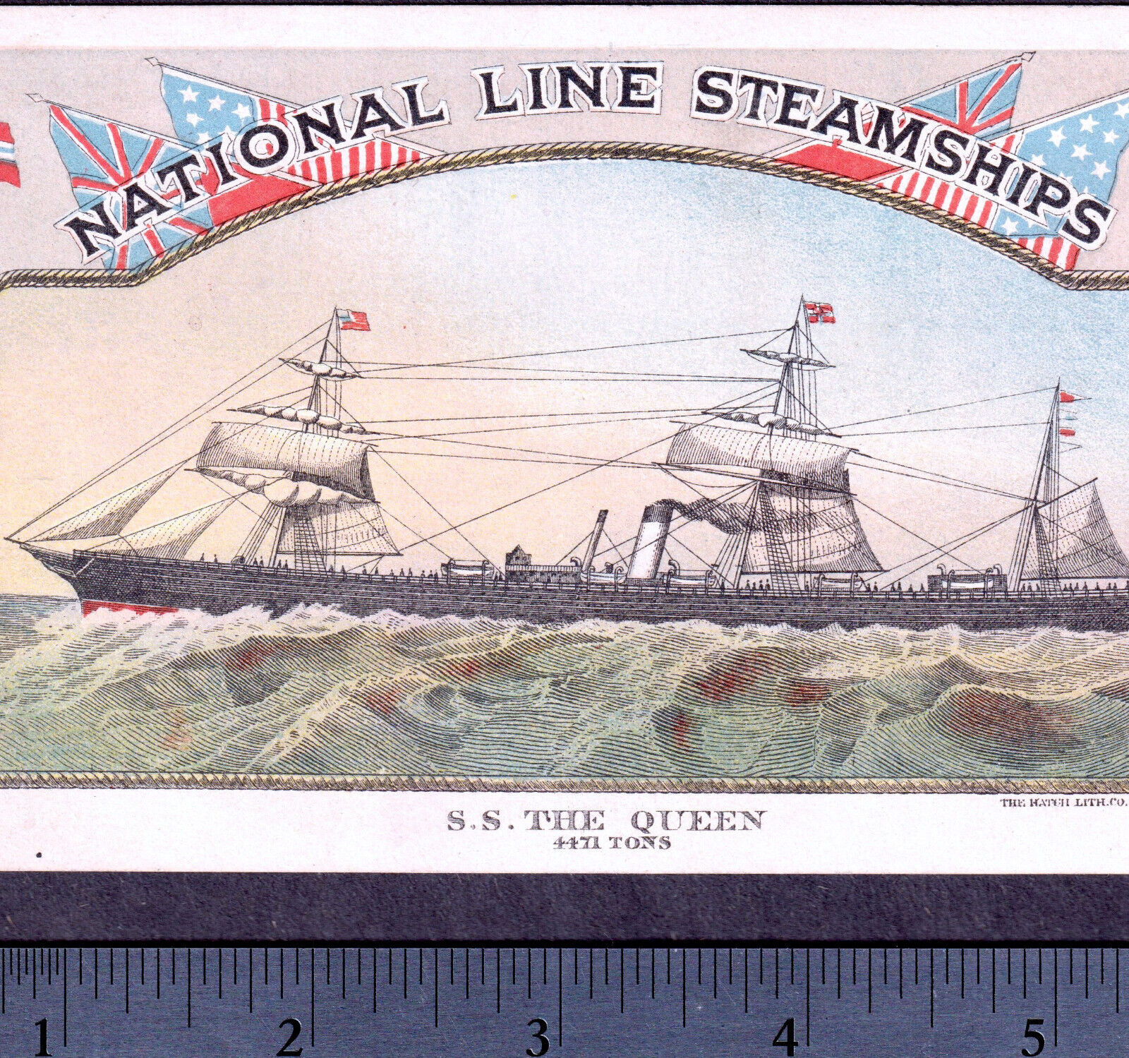 National Line Steamship SS Queen New York Canada Steamer Sailing Ship Trade Card