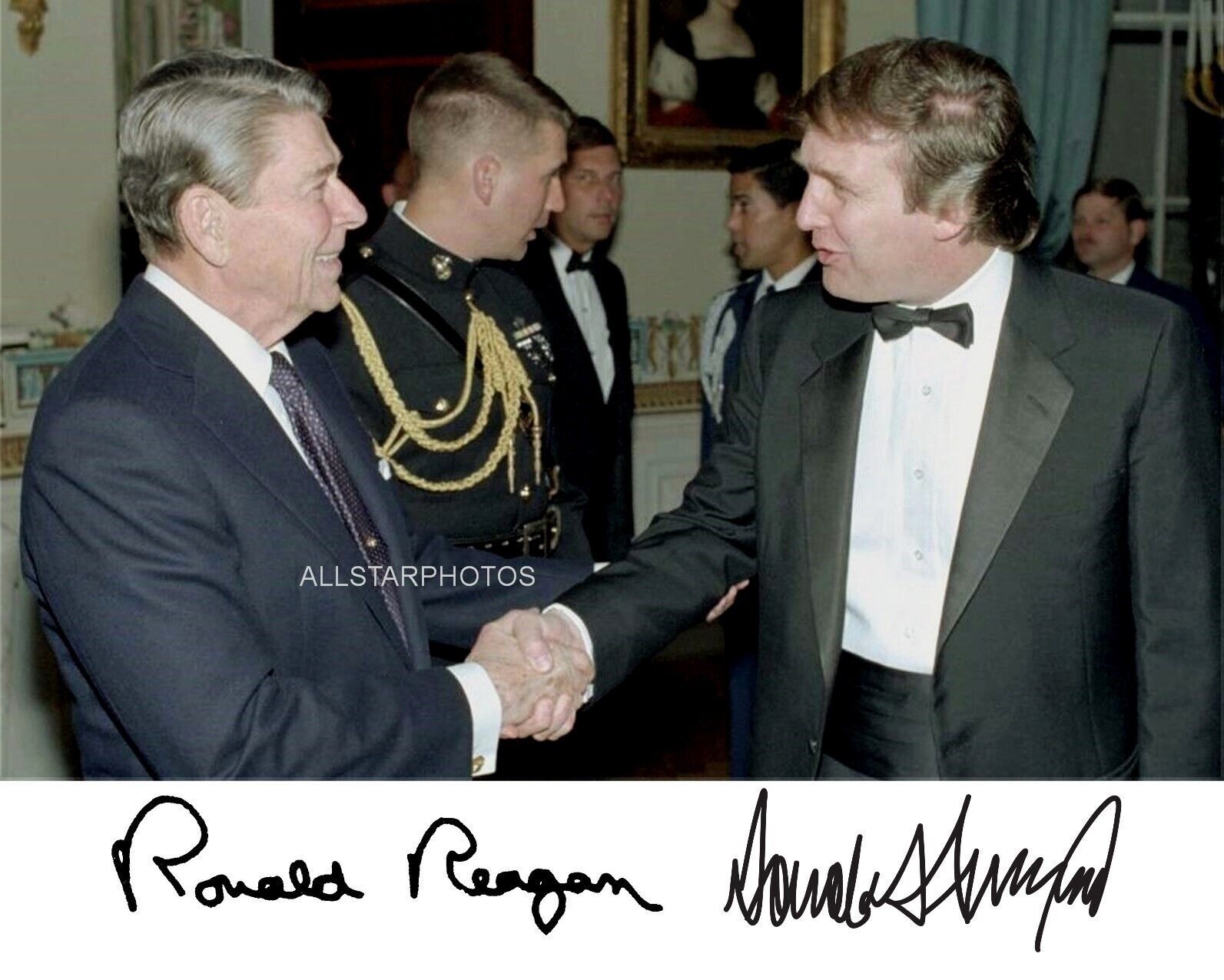 President Donald Trump Ronald Reagan Meet Shaking Hands 8 x 10 Photo Photograph