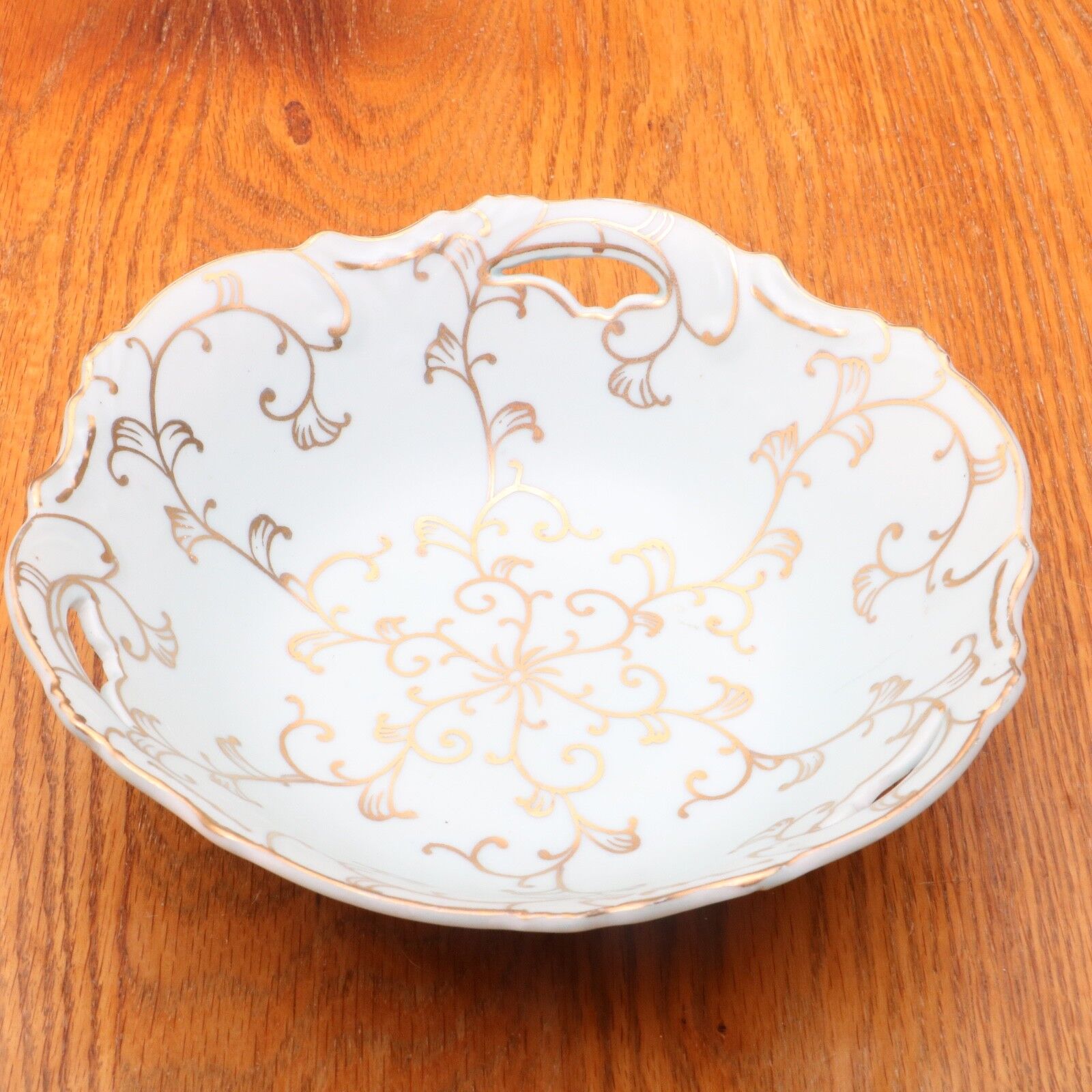 Blue With Gold Flower Lines Bowl