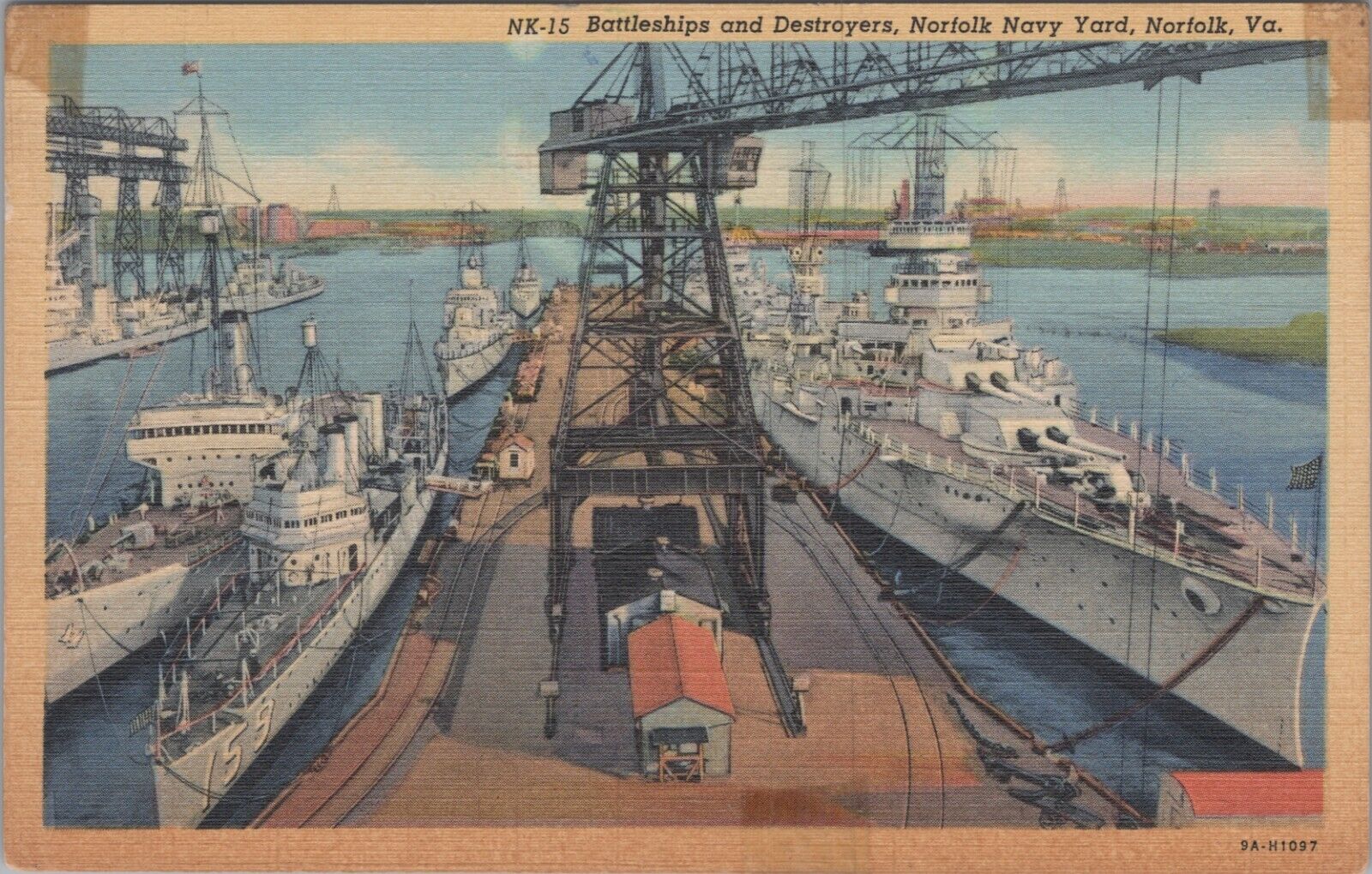 c1930s Postcard Battleships Destroyers Norfolk Navy Yard Virginia VA UNP 5484.3