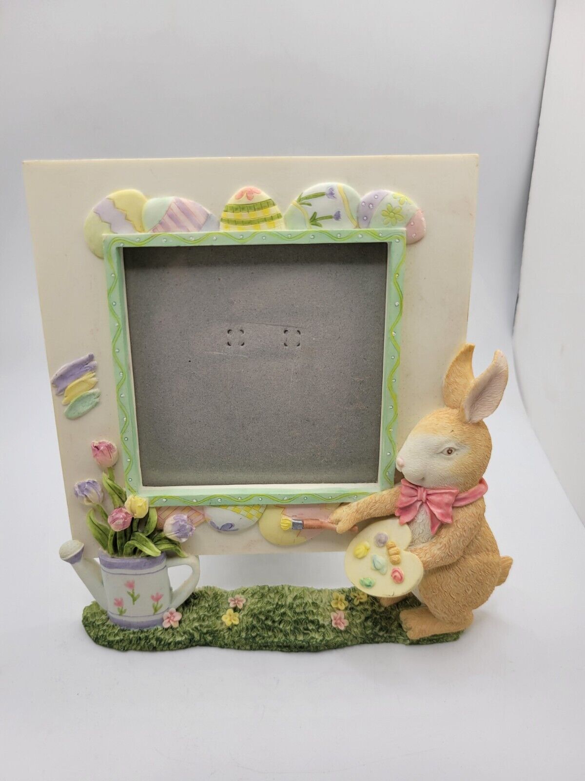 Vintage Easter photo art frame with Easter Bunny painting Eggs