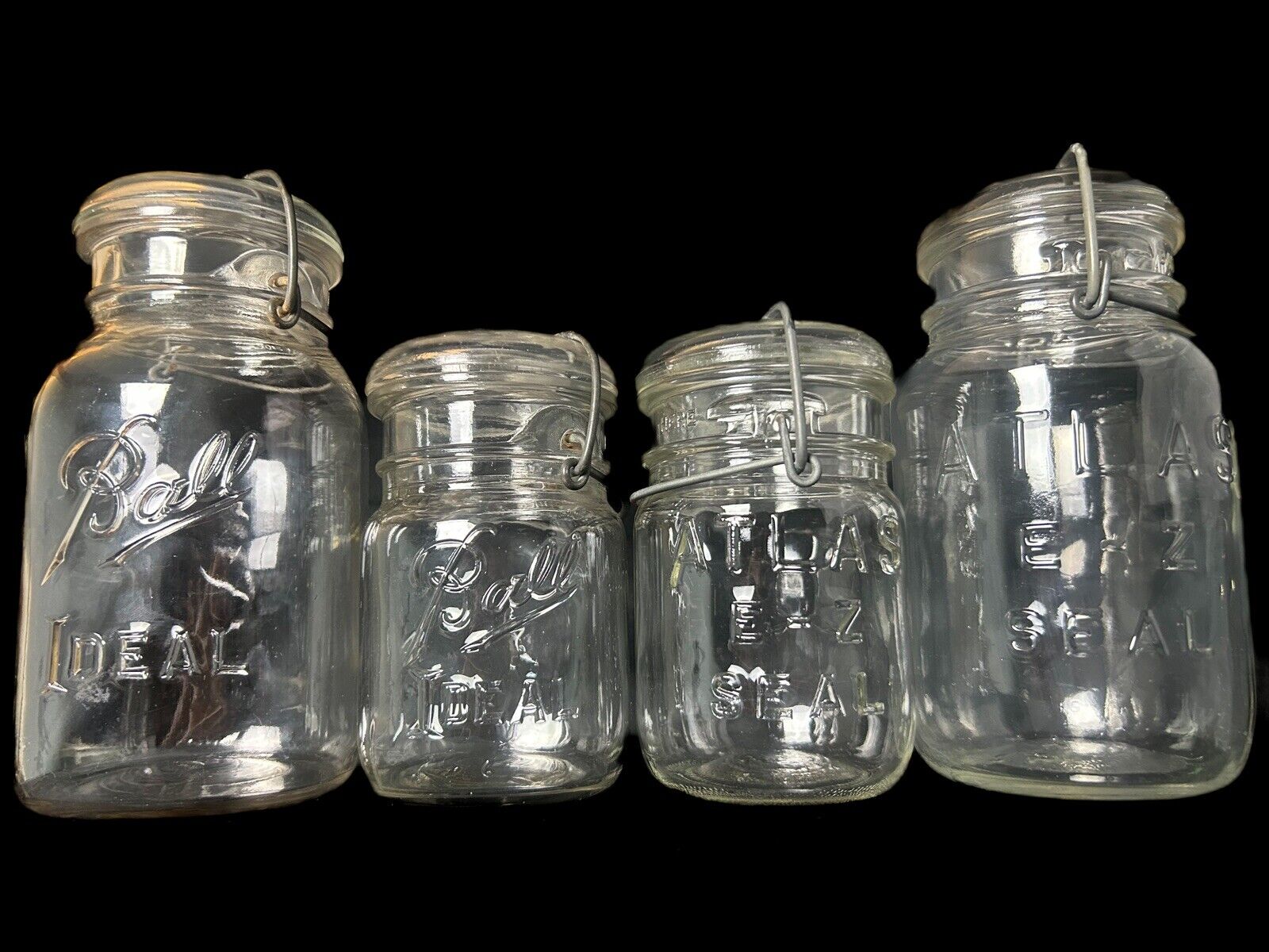 68. Lot: 1940s Ball Ideal And Atlas E-Z Seal Embossed Jars