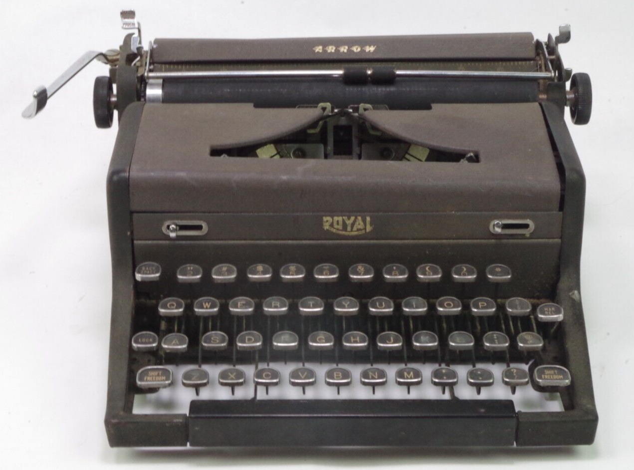 Vintage Royal Arrow Portable Black Typewriter Glass For Parts