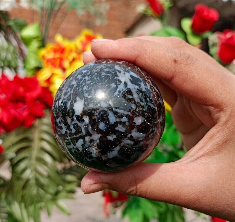 50MM Small Natural Indigo Gabrro Merlinite Chakra Healing Power Sphere Ball