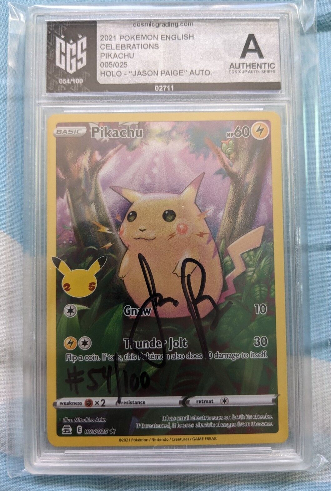 Pokemon Graded Pikachu Celebration Autograph Signed Jason Paige Rare Only 100