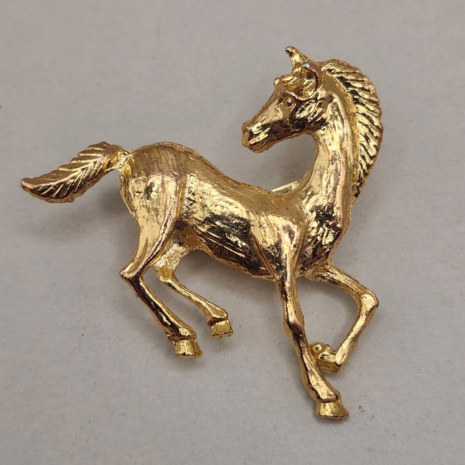 Vtg Royal Collection Horse Brooch England Replica Jewelry Prancing Goldtone READ