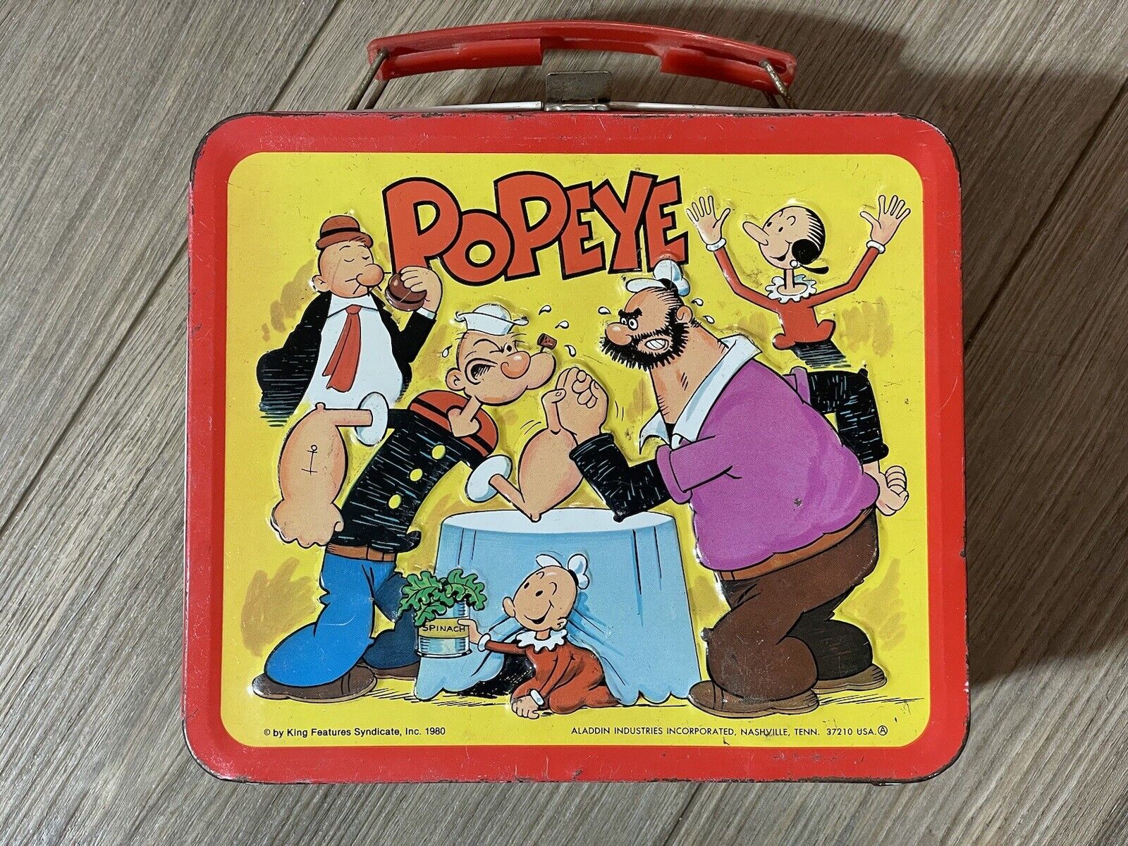 Vintage 1980 Popeye Metal Lunchbox Great Graphics SEE PICS No Thermos