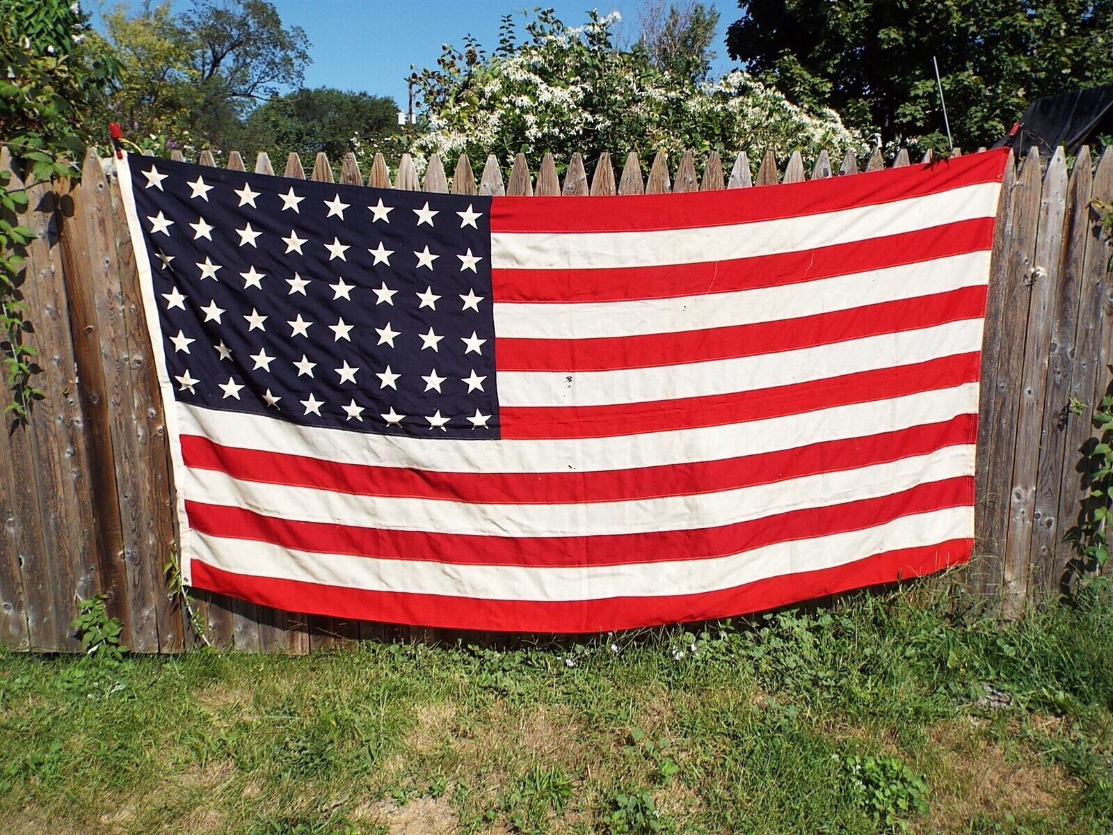 Large 48 Sewn Star Stripe US ENS 7 Navy Flag WW1/WW2 Era American USA 5 X 10
