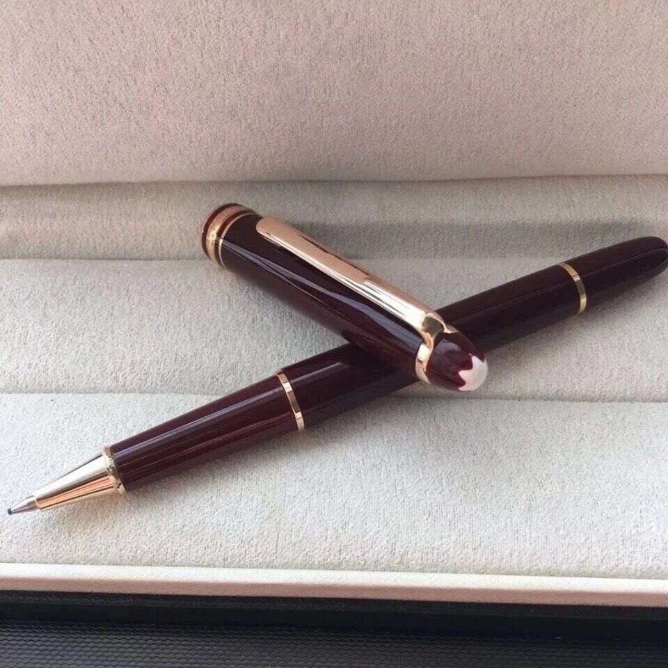 Luxury 163 Classique Series Wine Red+Gold Clip 0.7mm Rollerball Pen NO BOX